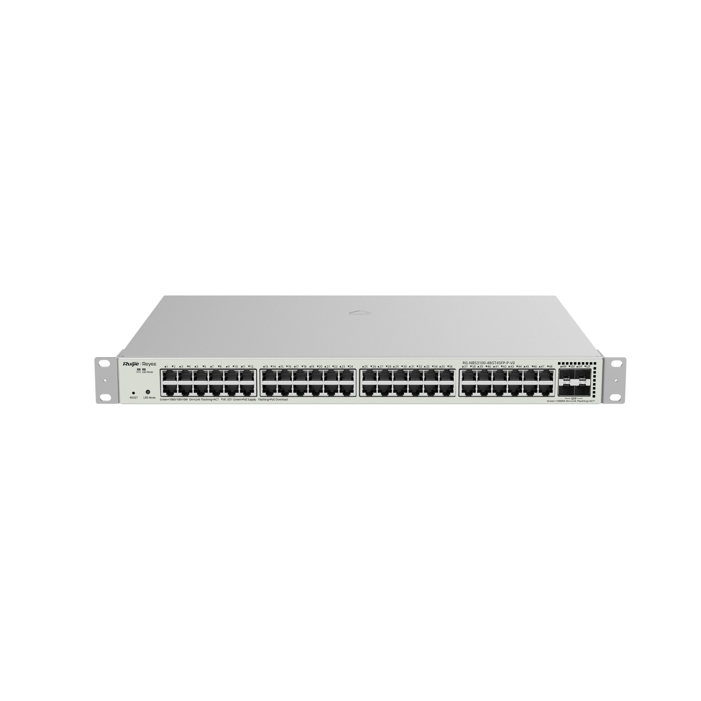 SWITCH GESTIONABLE L2 RUIJIE RG-NBS3100-48GT4SFP-P-V2 48xRJ45 Gb 4xSFP GE 48xPoE 370W GESTION NUBE